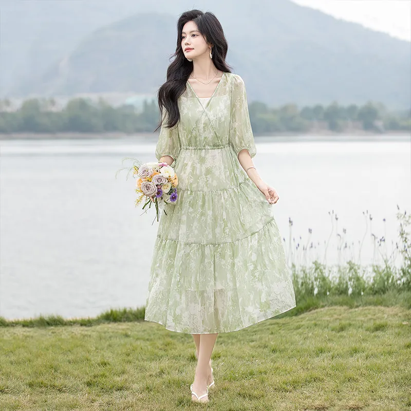 Cypress House Long Sleeved Dress Women's Light Green-5