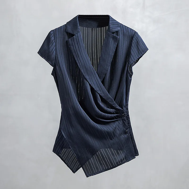 Cypress House Shirt Women's Navy Blue Stripes-2
