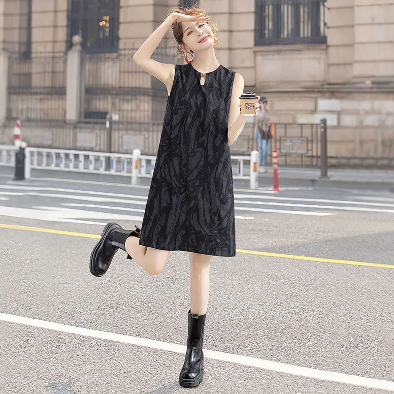 Cypress House Sleeveless Dress Women's Black Gray-4