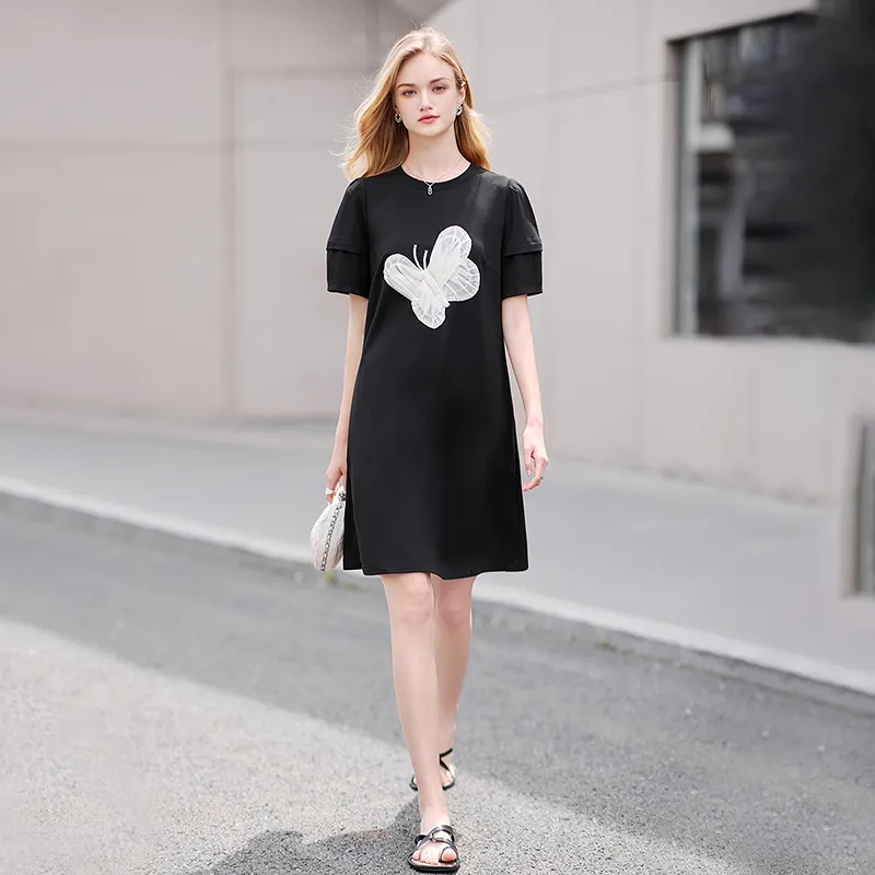 TOUCH Short Sleeved Dresses Women's Black-3