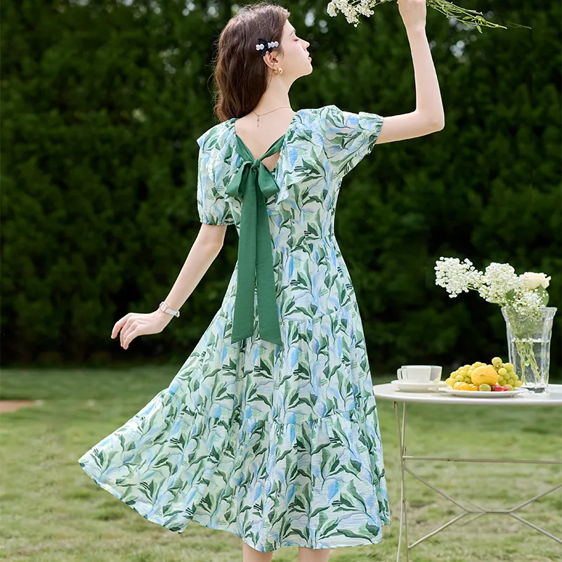 TOUCH Short Sleeved Dresses Women's Blue Green Multicolor-3