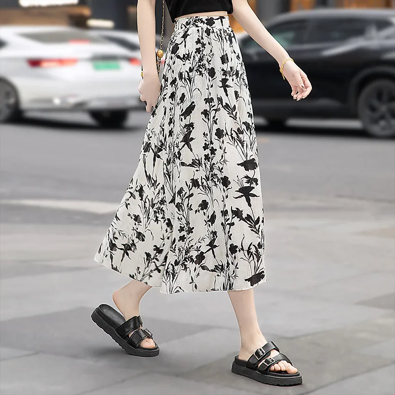 Cypress House Casual Long Skirts Women's Beige Floral-2