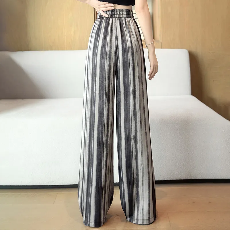 Cypress House Casual Pants Women's Black Gray Stripes-3