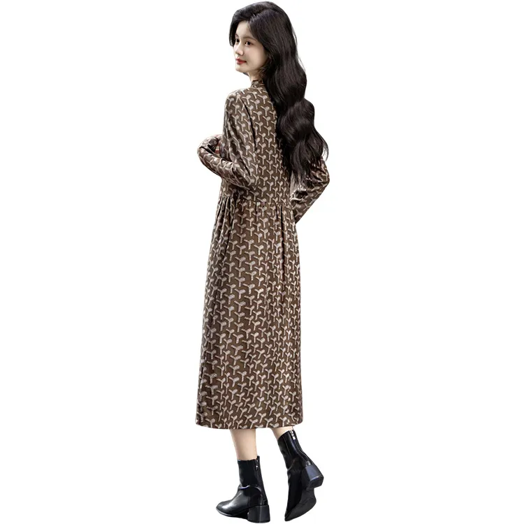 Cypress House Long Sleeved Dress Women's Dark Coffee-1