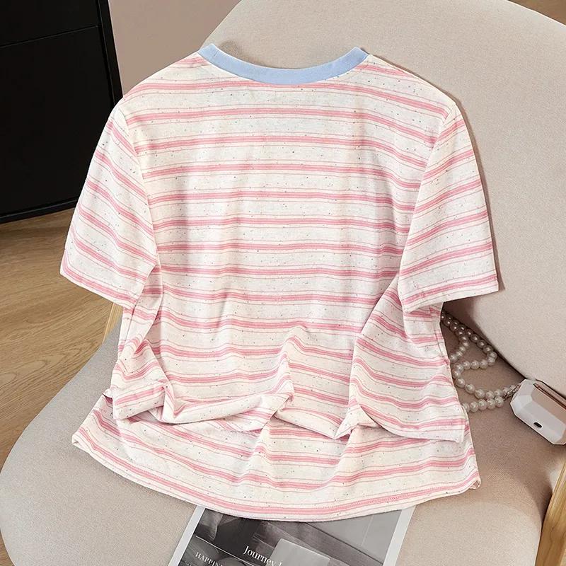 TOUCH T Shirts Women's Pink Stripes-3