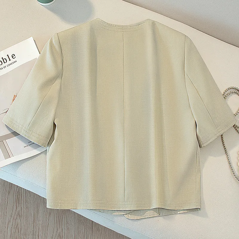 Cypress House Cropped Coat Women's Beige Apricot-3