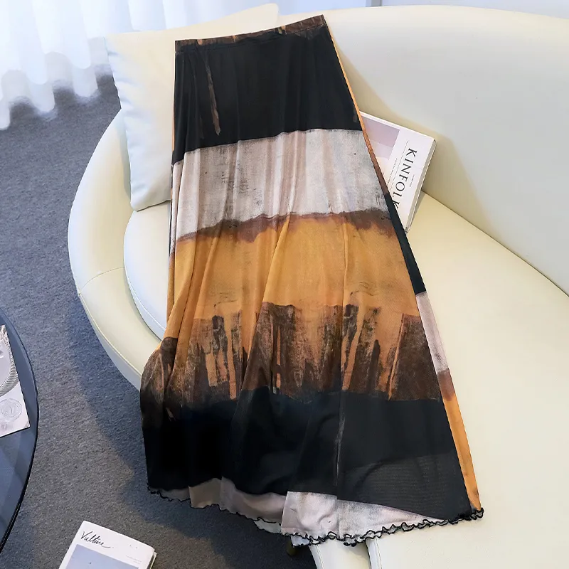 TOUCH Casual Long Skirt Women's Orange Brown-3