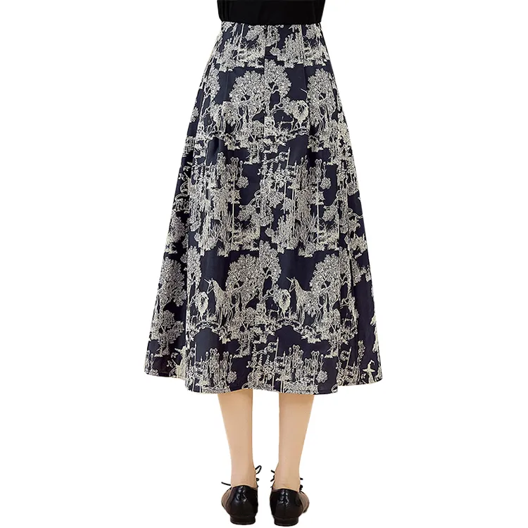 Cypress House Casual Long Skirt Women's Navy Blue-1