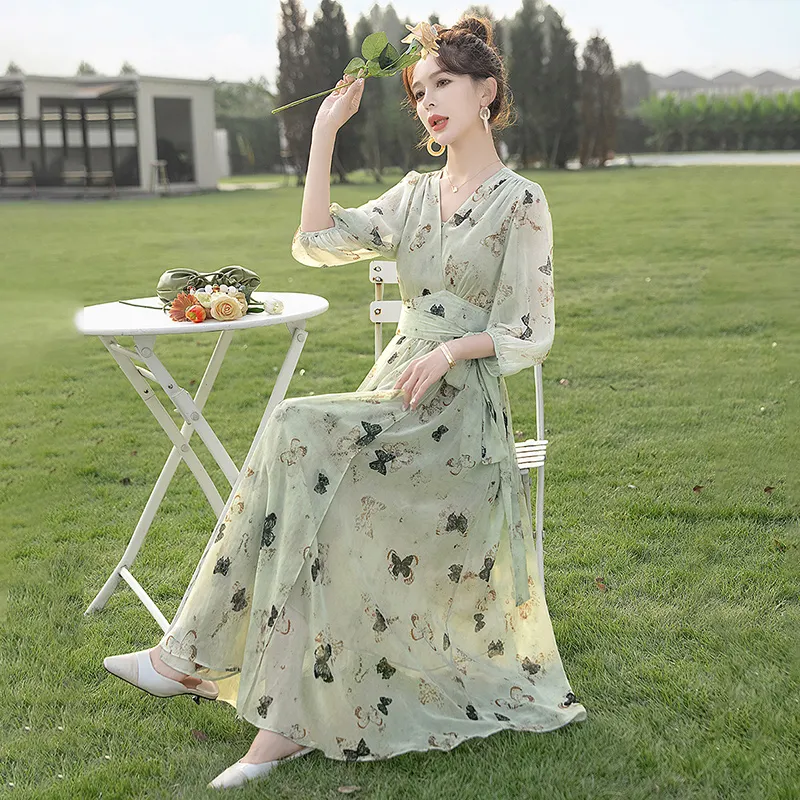 Cypress House Long Sleeved Dress Women's Light Green-5