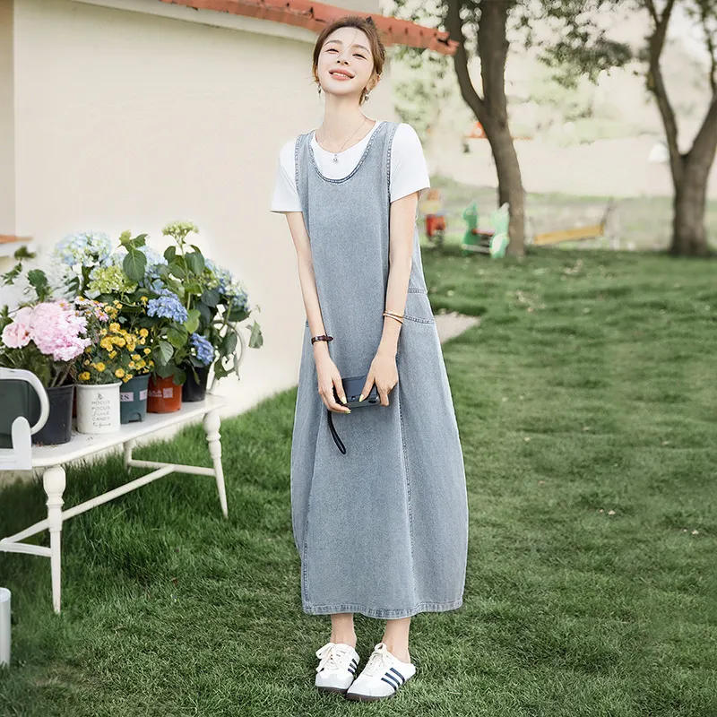Cypress House Sleeveless Dress Women's Light Gray Blue-4