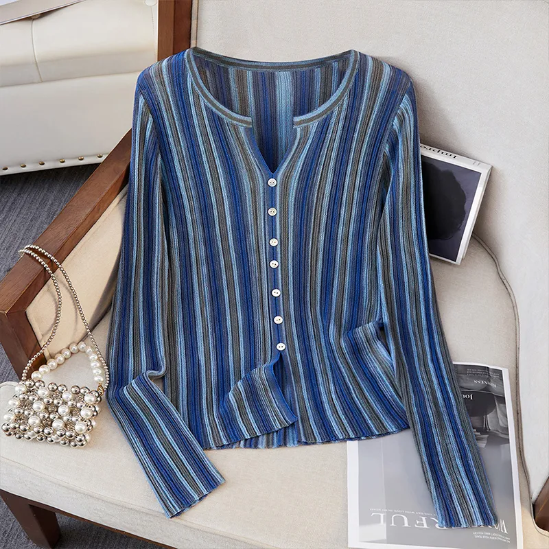 TOUCH Knitwear Women's Blue Stripes-2