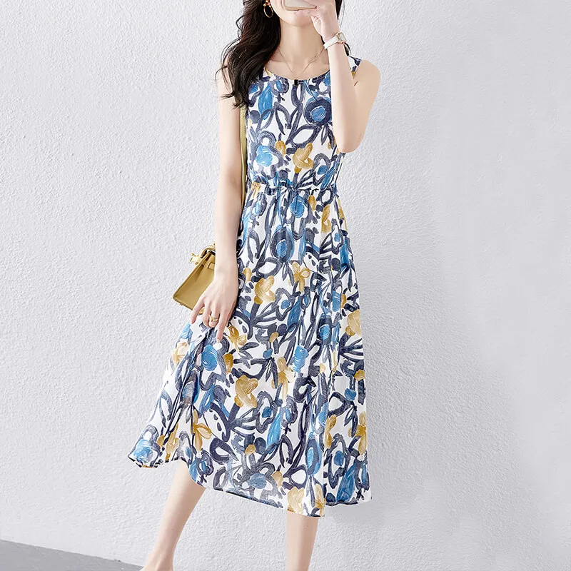 Cypress House Sleeveless Dress Women's Blue Yellow Heather-1