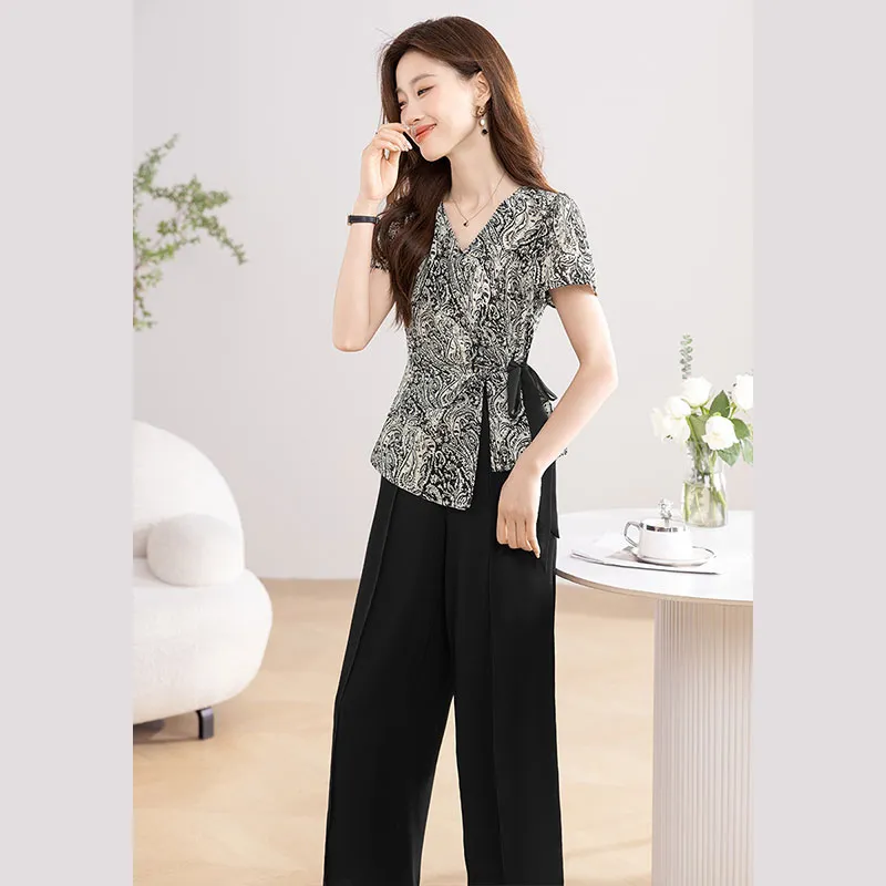 Cypress House Casual Suit Women's Black/Beige Pattern+Black-4