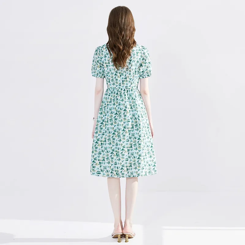 TOUCH Dress Women's White Base With Blue/Green Pattern-1
