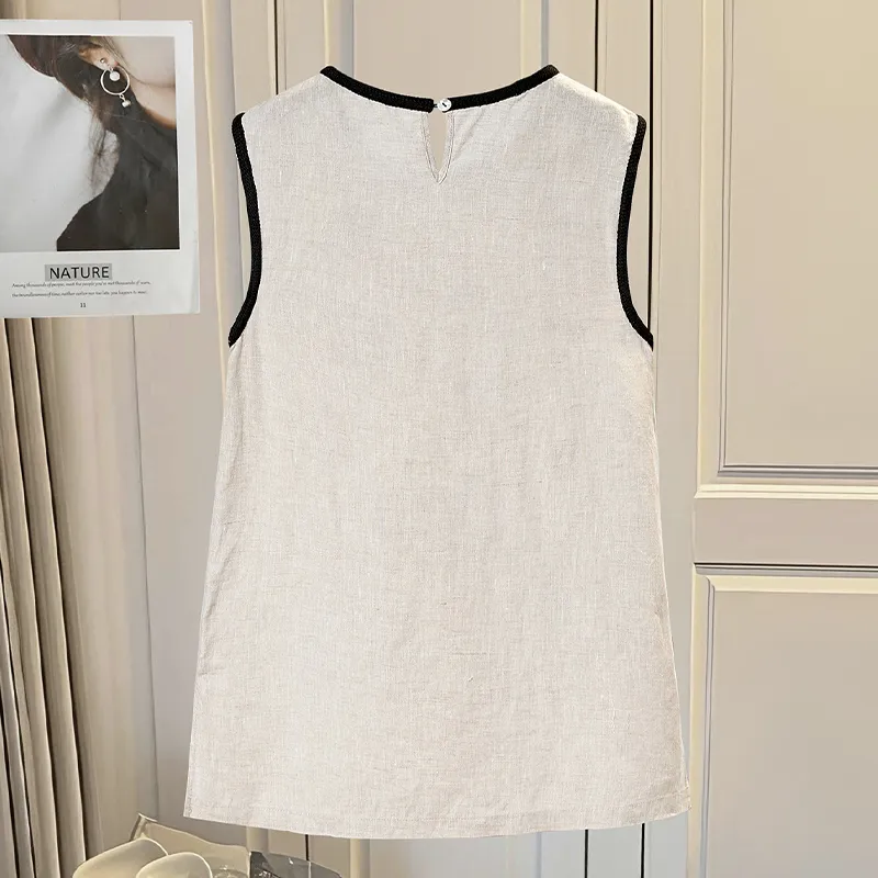 TOUCH Tank Top Women's Linen Beige-3