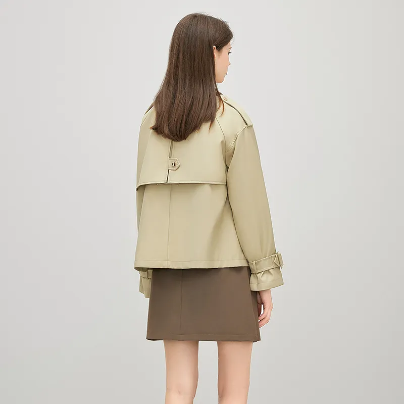 TOUCH Cropped Coats Women's Khaki Green-2