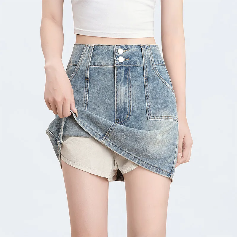 Cypress House Denim Short Skirts Women's Light Blue-2