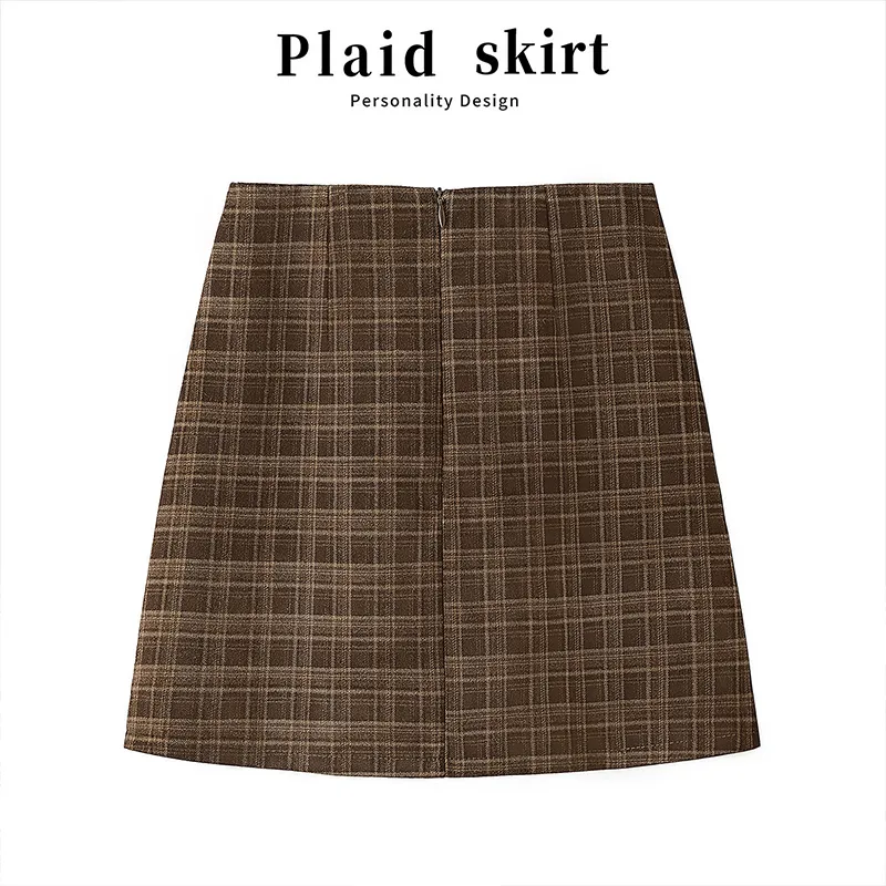 Cypress House Casual Short Skirts Women's Red Coffee Plaid-3