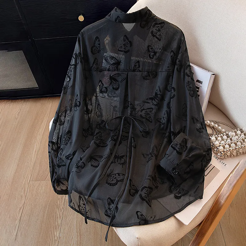 Cypress House Shirt Women's Black Butterfly-2