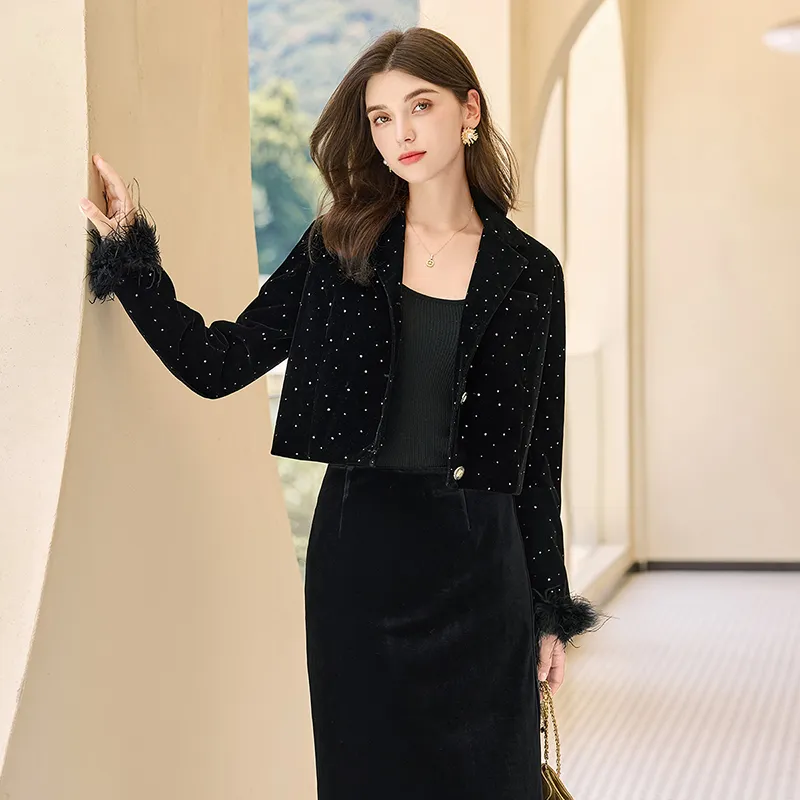 TOUCH Cropped Coats Women's Black-4