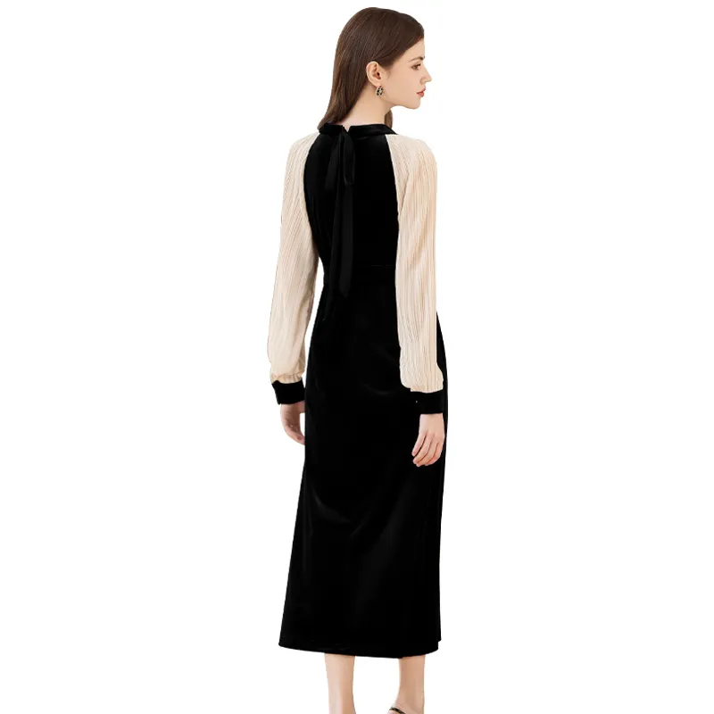 TOUCH Long Sleeved Dresses Women's Black & Beige-0