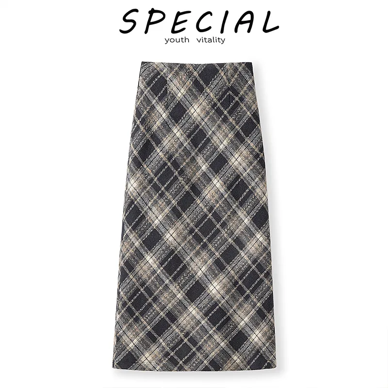 Cypress House Casual Long Skirt Women's Navy Blue Plaid-2