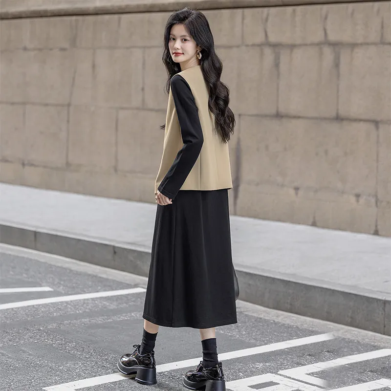 Cypress House Skirt Set Women's Light Khaki+Black-2