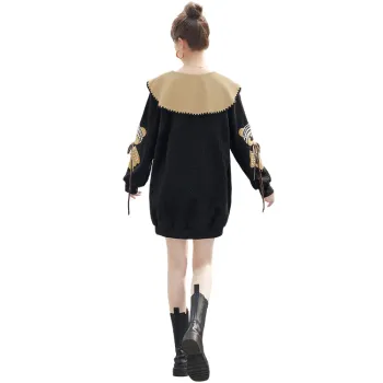 Cypress House Long Sleeved Dress Women's Black & Khaki