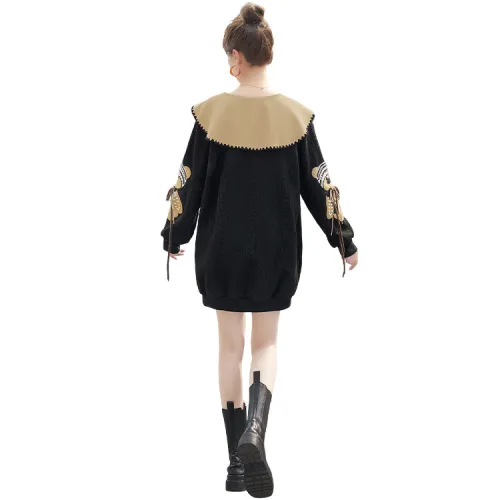 Cypress House Long Sleeved Dress Women's Black & Khaki