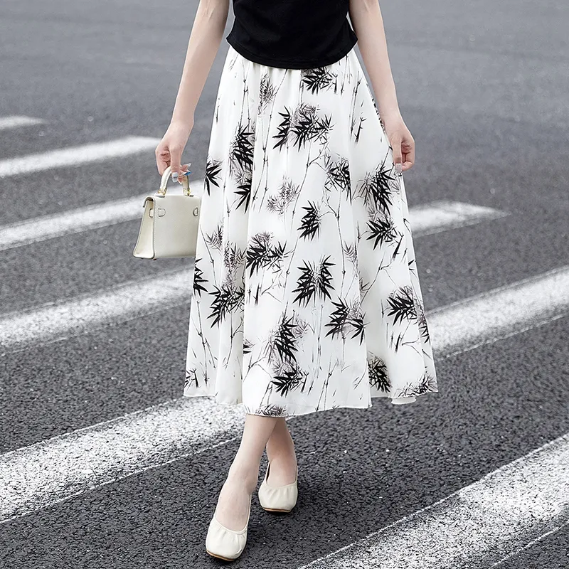 TOUCH Casual Long Skirt Women's Ink Black Bamboo-4