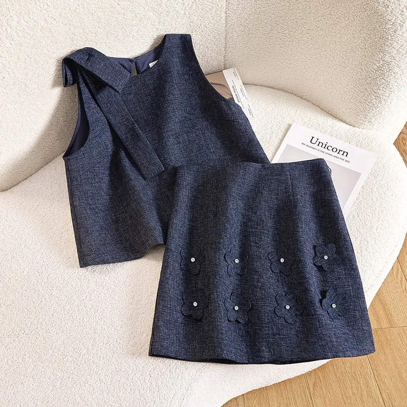 TOUCH Skirt Set Women's Navy Blue-3
