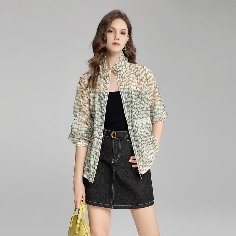 TOUCH Jackets & Coats Women's Beige With Gray Green Letter-3
