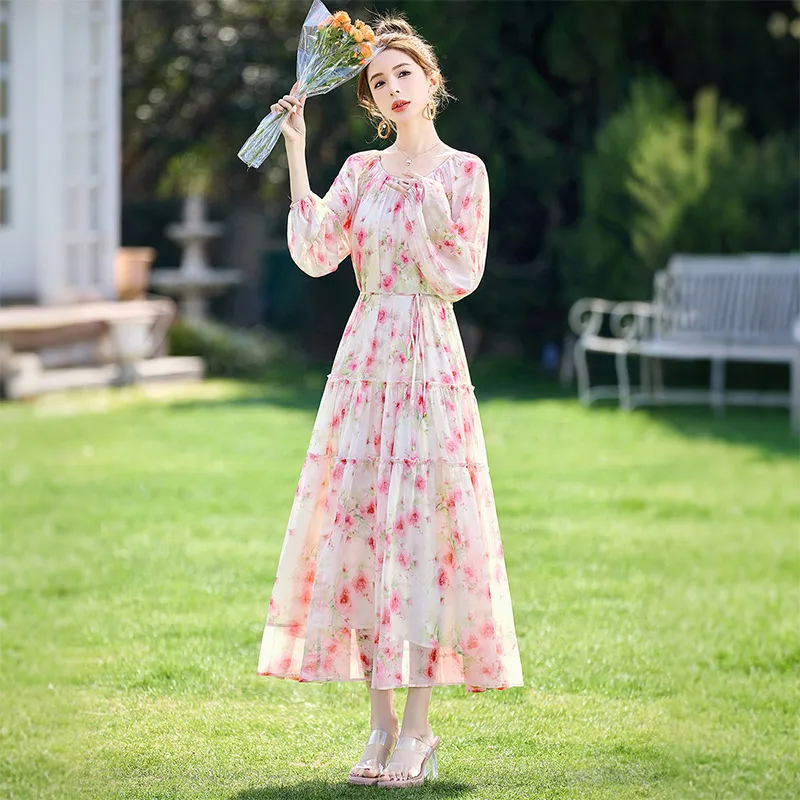 Cypress House Long Sleeved Dress Women's Pink Floral-1