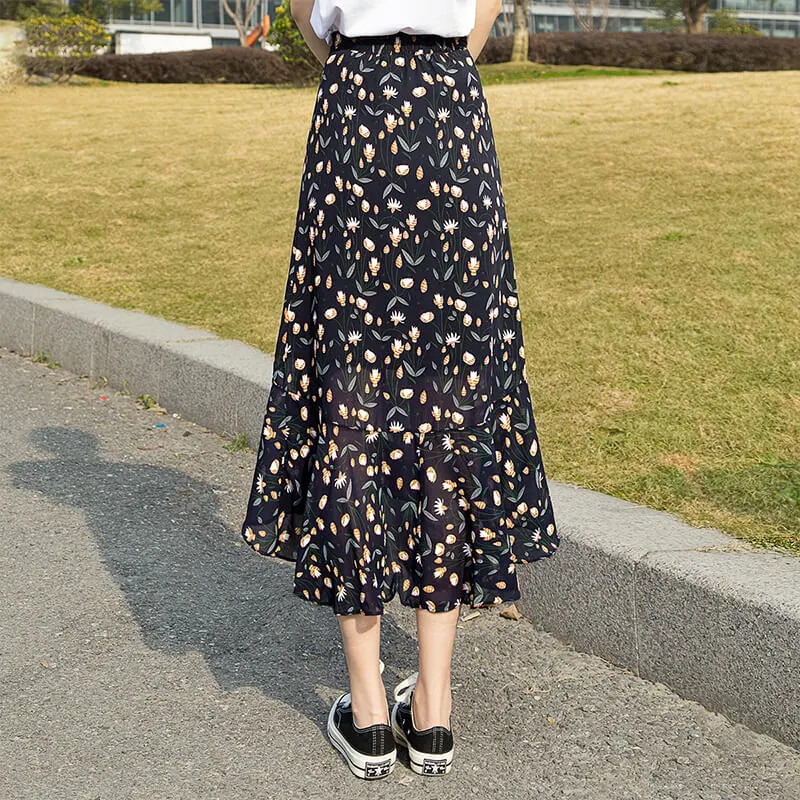 Cypress House Casual Long Skirt Women's Navy Blue Base Multicolor-3