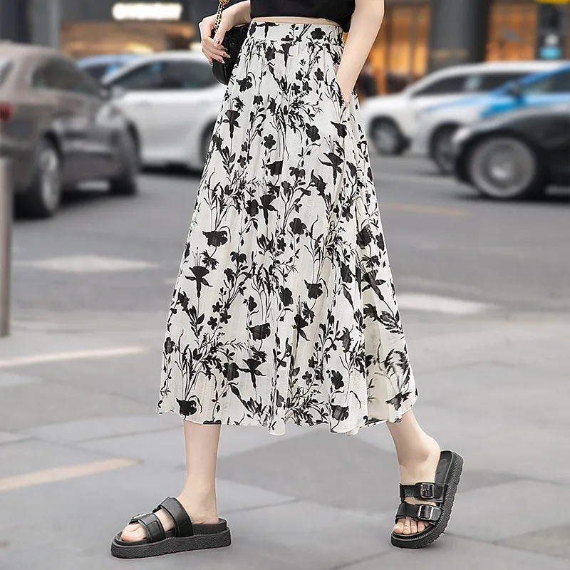 Cypress House Casual Long Skirts Women's Beige Floral-6