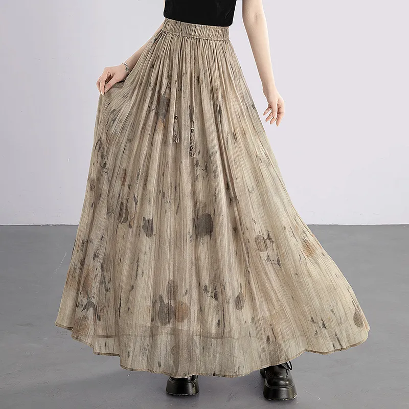 Cypress House Casual Long Skirt Women's Gray Coffee-4