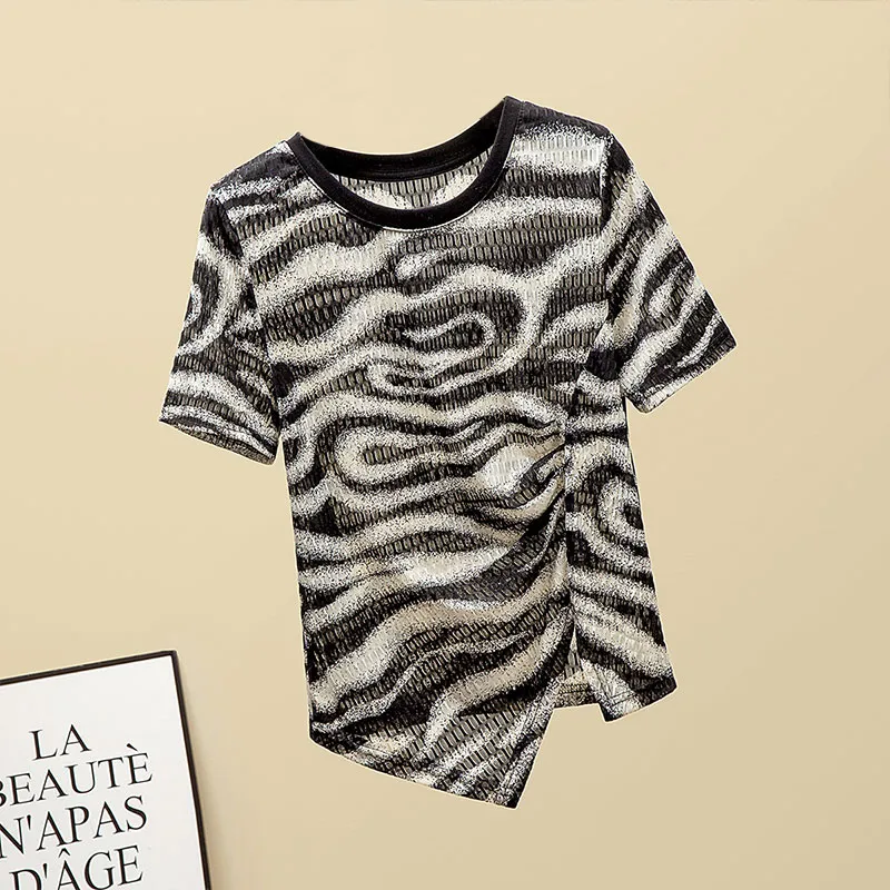 Cypress House T-Shirt Women's Black And White Pattern-2