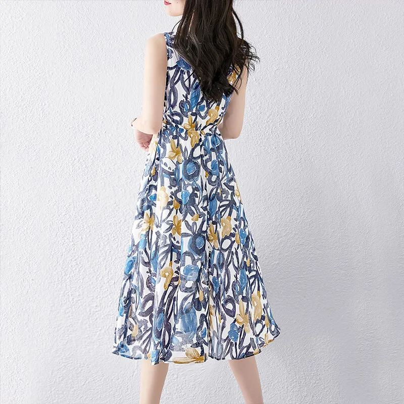Cypress House Sleeveless Dress Women's Blue Yellow Heather-2