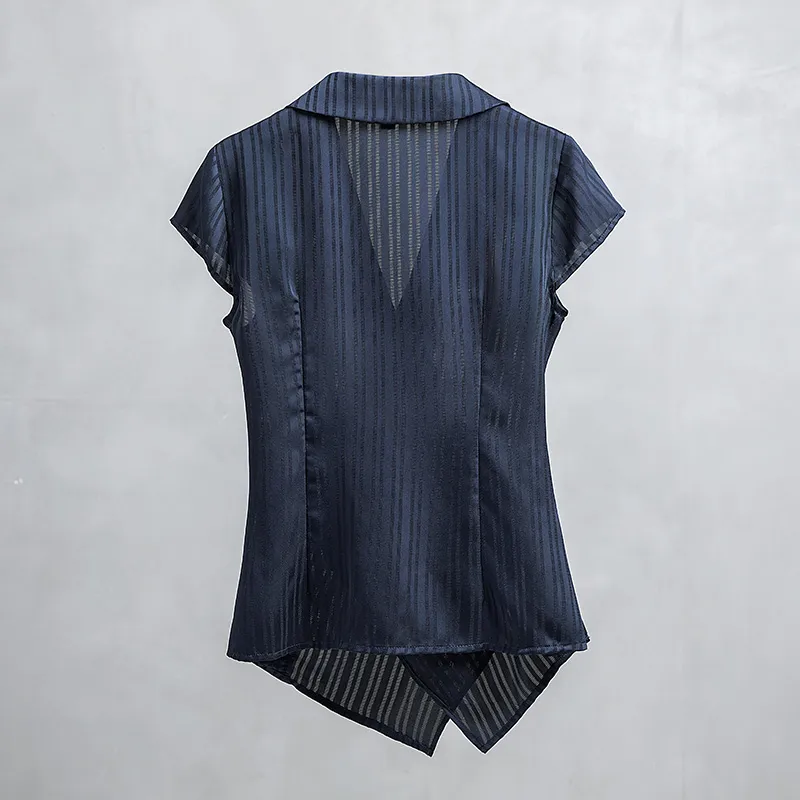 Cypress House Shirt Women's Navy Blue Stripes-3