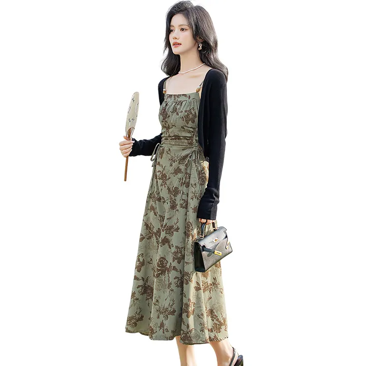 Cypress House Skirt Set Women's Black+Green Coffee Floral-0