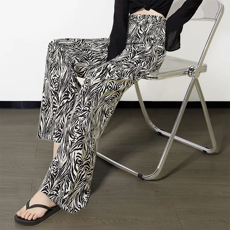 Cypress House Casual Pants Women's White With Black Floral Pattern-2