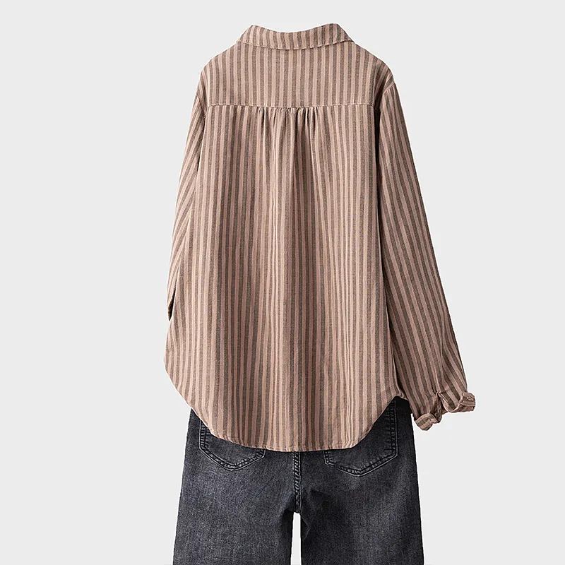 Cypress House Shirt Women's Coffee Stripes-3