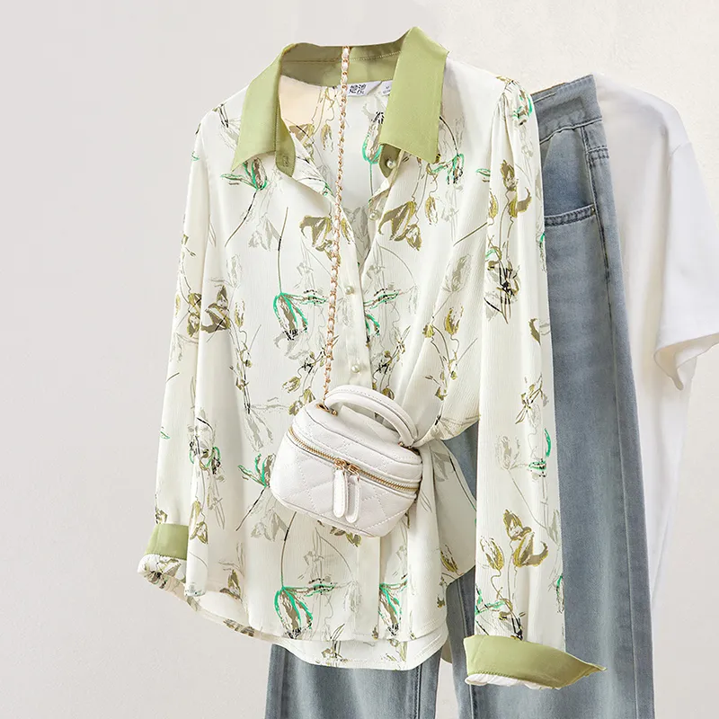TOUCH Shirt Women's Beige Green-2