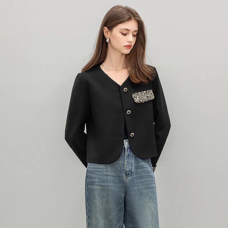 TOUCH Cropped Coats Women's Black-4