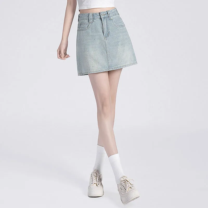 Cypress House Denim Short Skirts Women's Vintage Light Blue-6