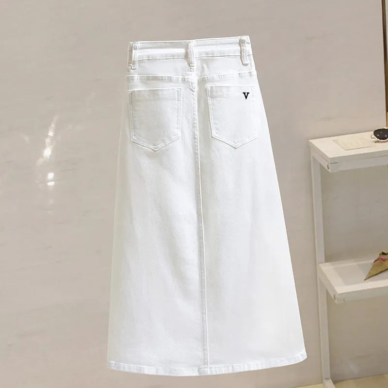 Cypress House Denim Long Skirt Women's White-3