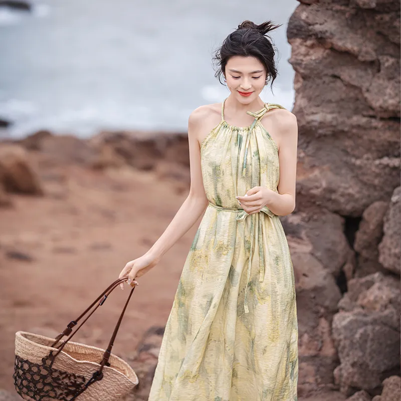 TOUCH Sleeveless Dresses Women's Yellow Green-7