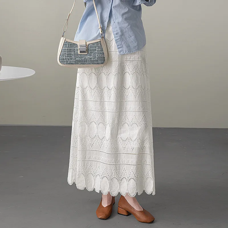 Cypress House Casual Long Skirts Women's White-5