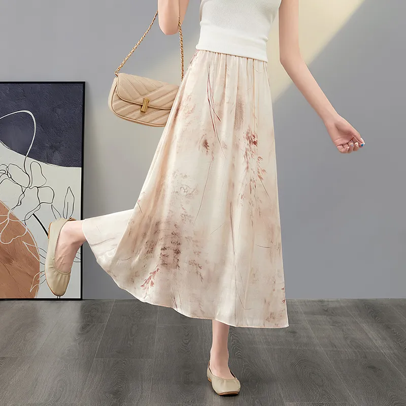 TOUCH Casual Long Skirts Women's Apricot-3