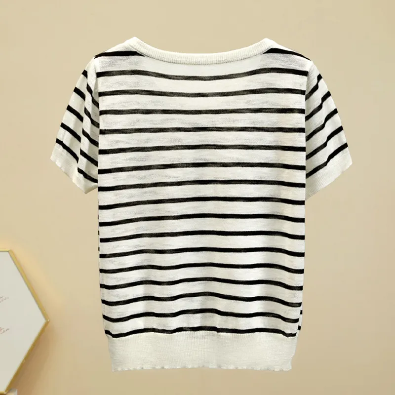 TOUCH Knitwear Women's Black Rice Stripes-3